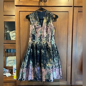 Vince Camuto Women's Jacquard V-Neck Fit & Flare Dress